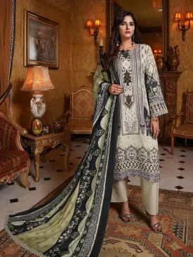 Munira Embroidered Winter Dhanak Suit (MSL-03) - Cream