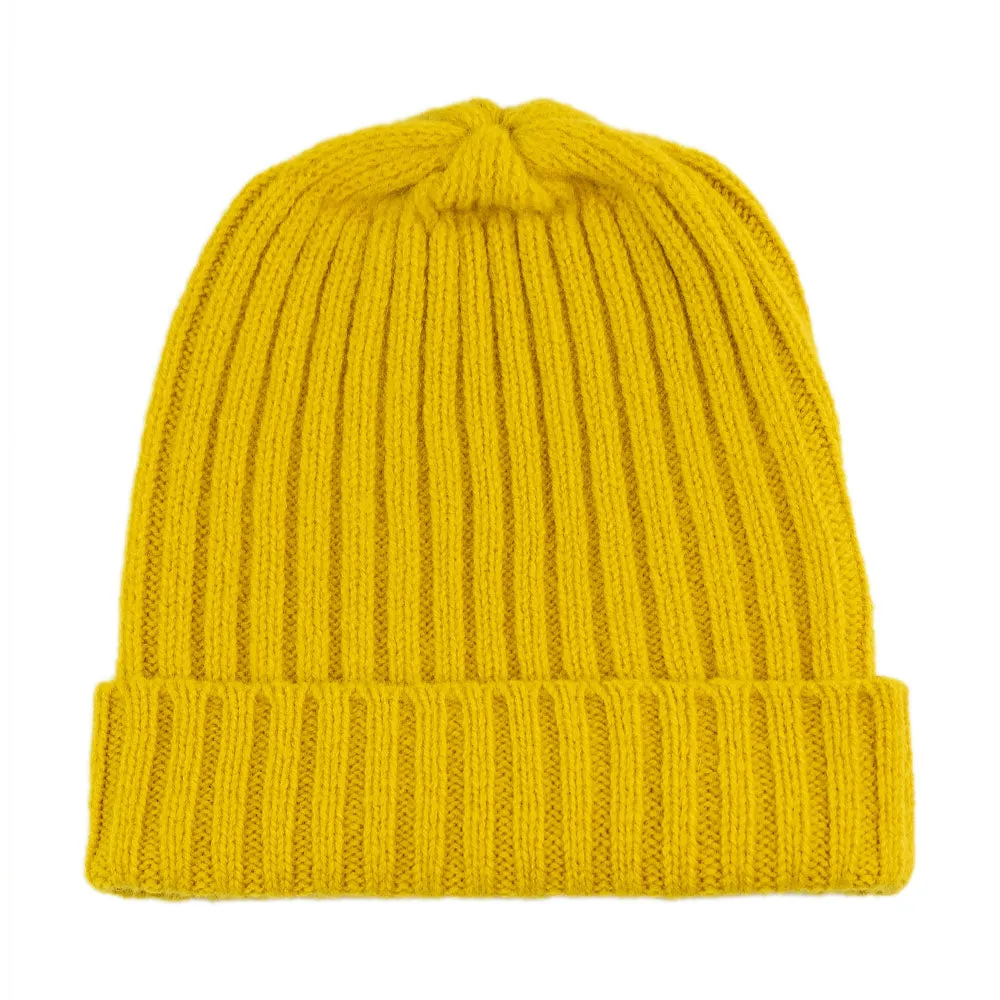 100% Lambswool Ribbed Beanie