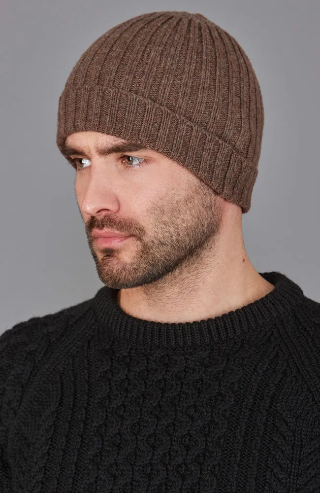 100% Lambswool Ribbed Beanie