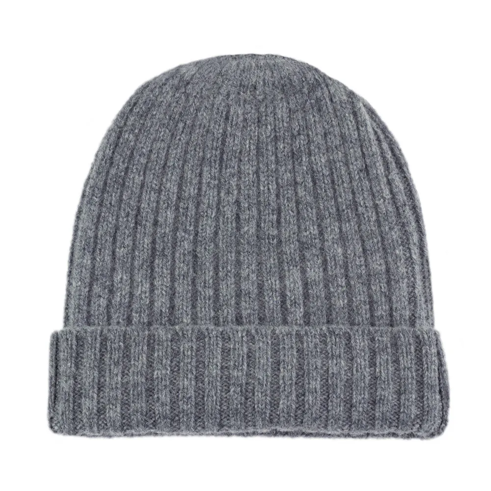 100% Lambswool Ribbed Beanie