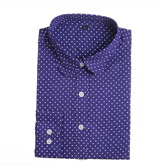 2016 Plus Size Polka Dot Cotton Women Blouses Shirts Long Sleeve Women Shirts  Turn Down Collar Cotton Casual Shirt Women Tops