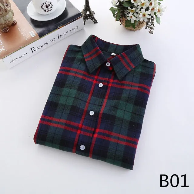 2017 Fashion Women Plaid Shirt Flannel Shirt 5XL Long Sleeve Women Blouse Shirt Cotton Blusas Tops Blouse Plus Size Office Shirt