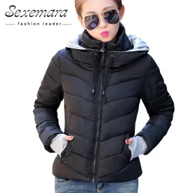 2017 Women Basic Down Top Jacket Plus Size Female Coat Slim Autumn Winter Parkas Collar Outerwear Long Sleeve Casual Jackets