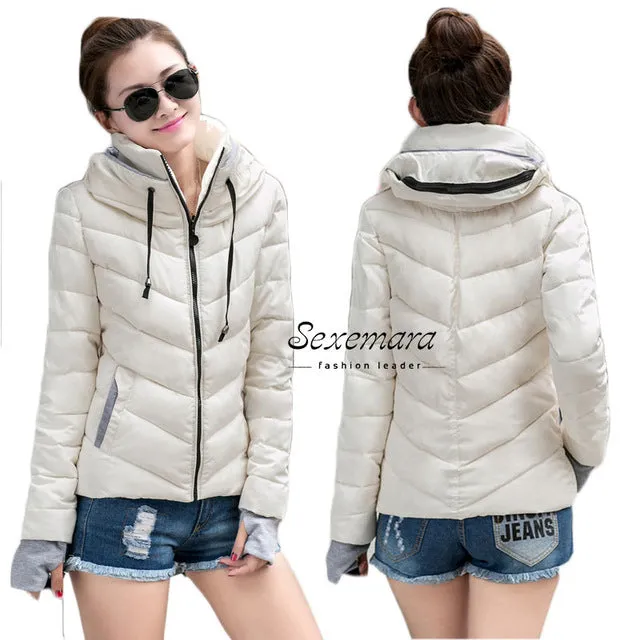 2017 Women Basic Down Top Jacket Plus Size Female Coat Slim Autumn Winter Parkas Collar Outerwear Long Sleeve Casual Jackets