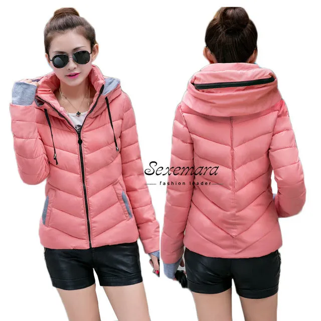 2017 Women Basic Down Top Jacket Plus Size Female Coat Slim Autumn Winter Parkas Collar Outerwear Long Sleeve Casual Jackets