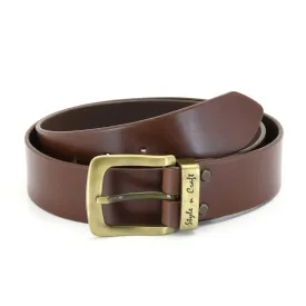 392713 Leather Belt in Dark Tan Color with Gold Buckle | Style n Craft