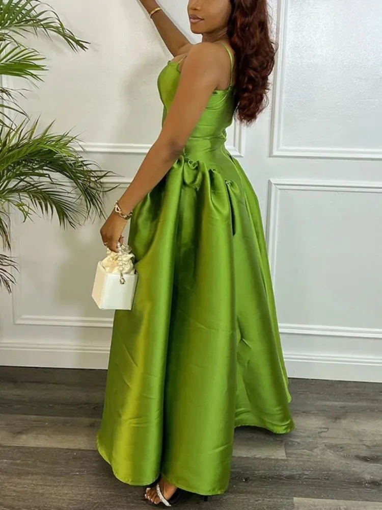 Advbridge Vintage Cute Women A Line Party Dresses Puffy Big Swing Green Strap Dress Ball Gowns Elegant Backless Sexy Fashion Vestidos