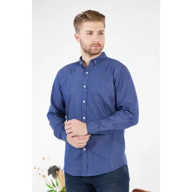 Blue Denim Cotton Button Down Shirt