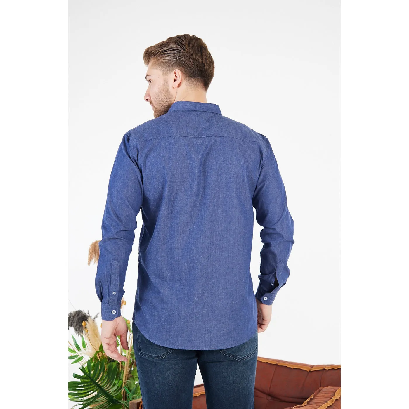 Blue Denim Cotton Button Down Shirt