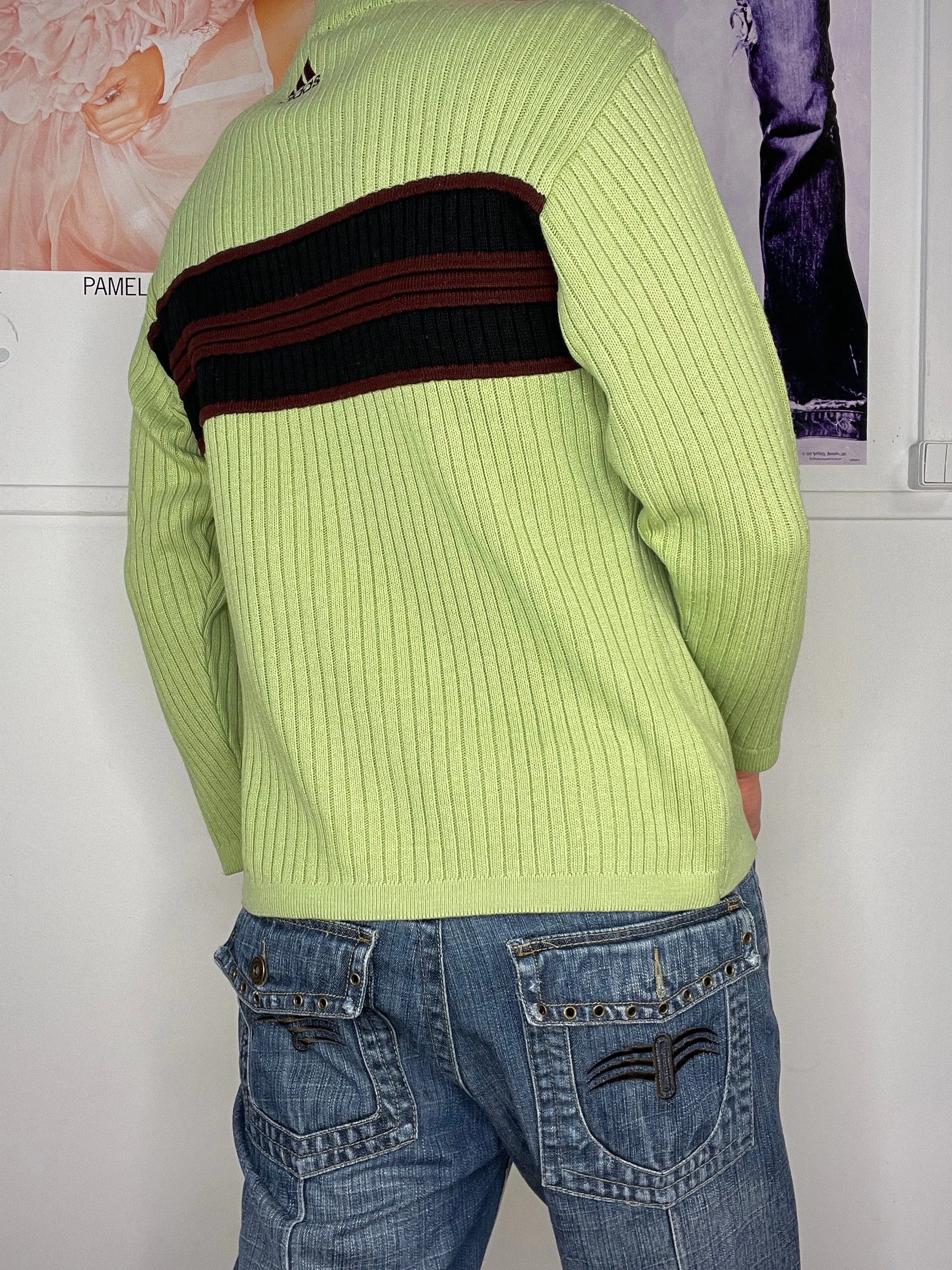 bright green vintage Adidas knitwear jumper