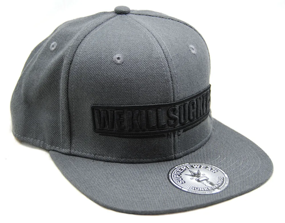 Bunker Kings WKS Adjustable Snapback Hat Grey/Black - One Size Fits Most