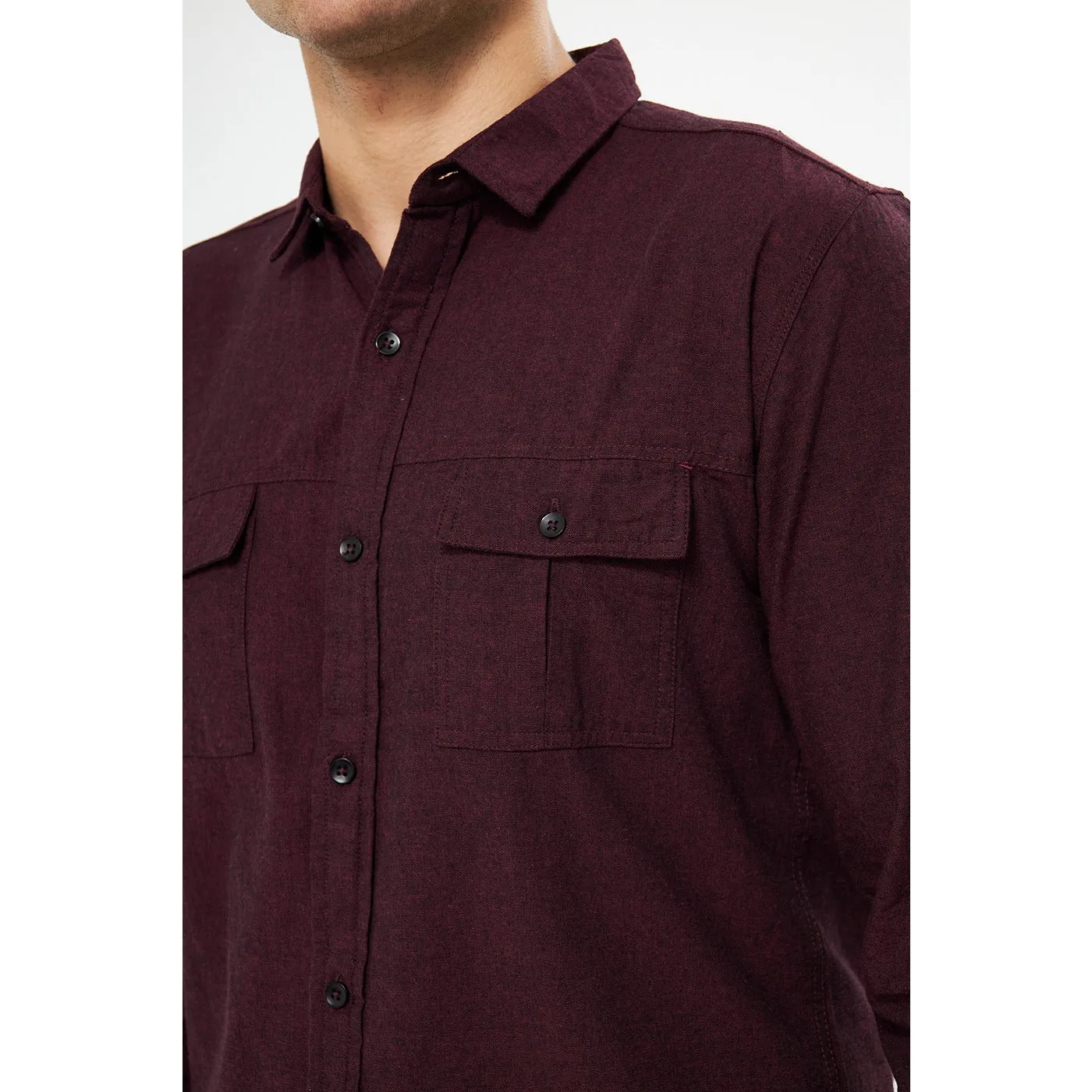 Burgundy Double Pocket Shirt