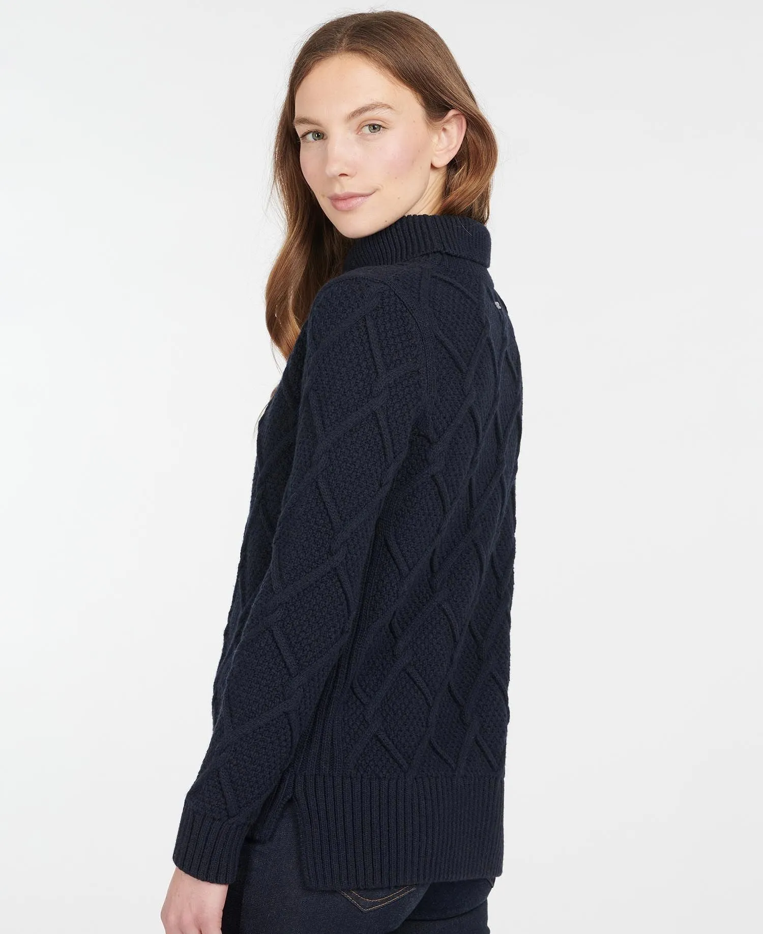 Burne Roll Neck Knit Sweater - Navy