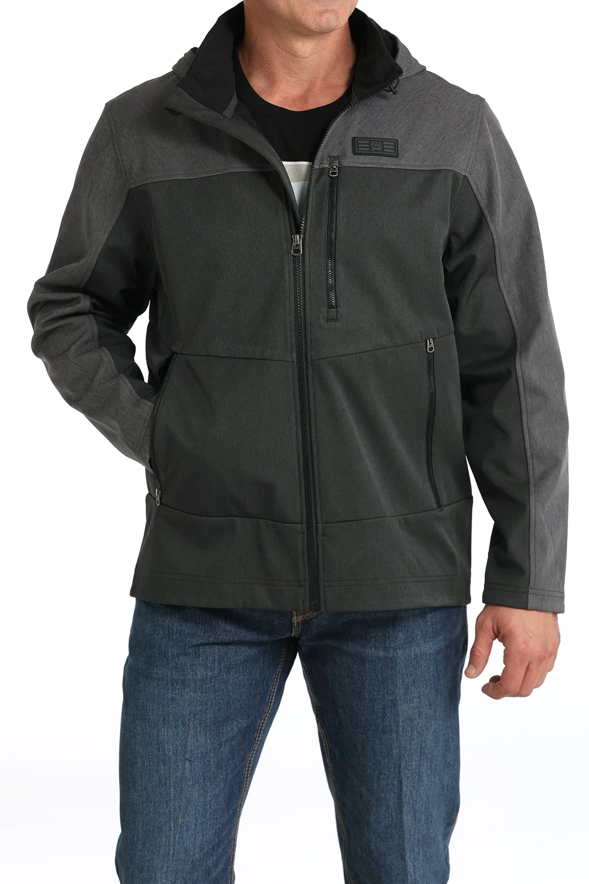 Cinch Black/Charcoal Color Block Hooded Softshell Jacket for Men