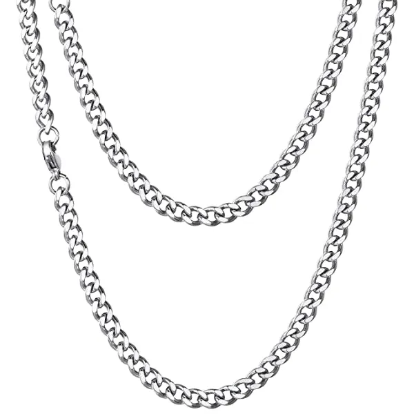 Classy Men 5mm Silver Curb Chain Necklace