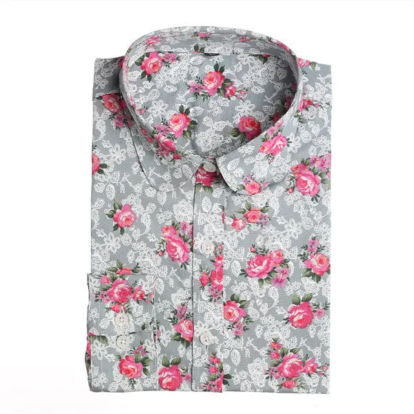 Clearance! Women Blouses Turn Down Collar Floral Blouse Long Sleeve Shirt Women Camisas Femininas Women Tops And Blouses Fashion