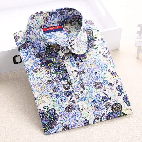 Clearance! Women Blouses Turn Down Collar Floral Blouse Long Sleeve Shirt Women Camisas Femininas Women Tops And Blouses Fashion