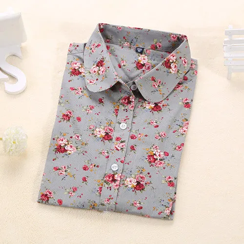 Clearance! Women Blouses Turn Down Collar Floral Blouse Long Sleeve Shirt Women Camisas Femininas Women Tops And Blouses Fashion