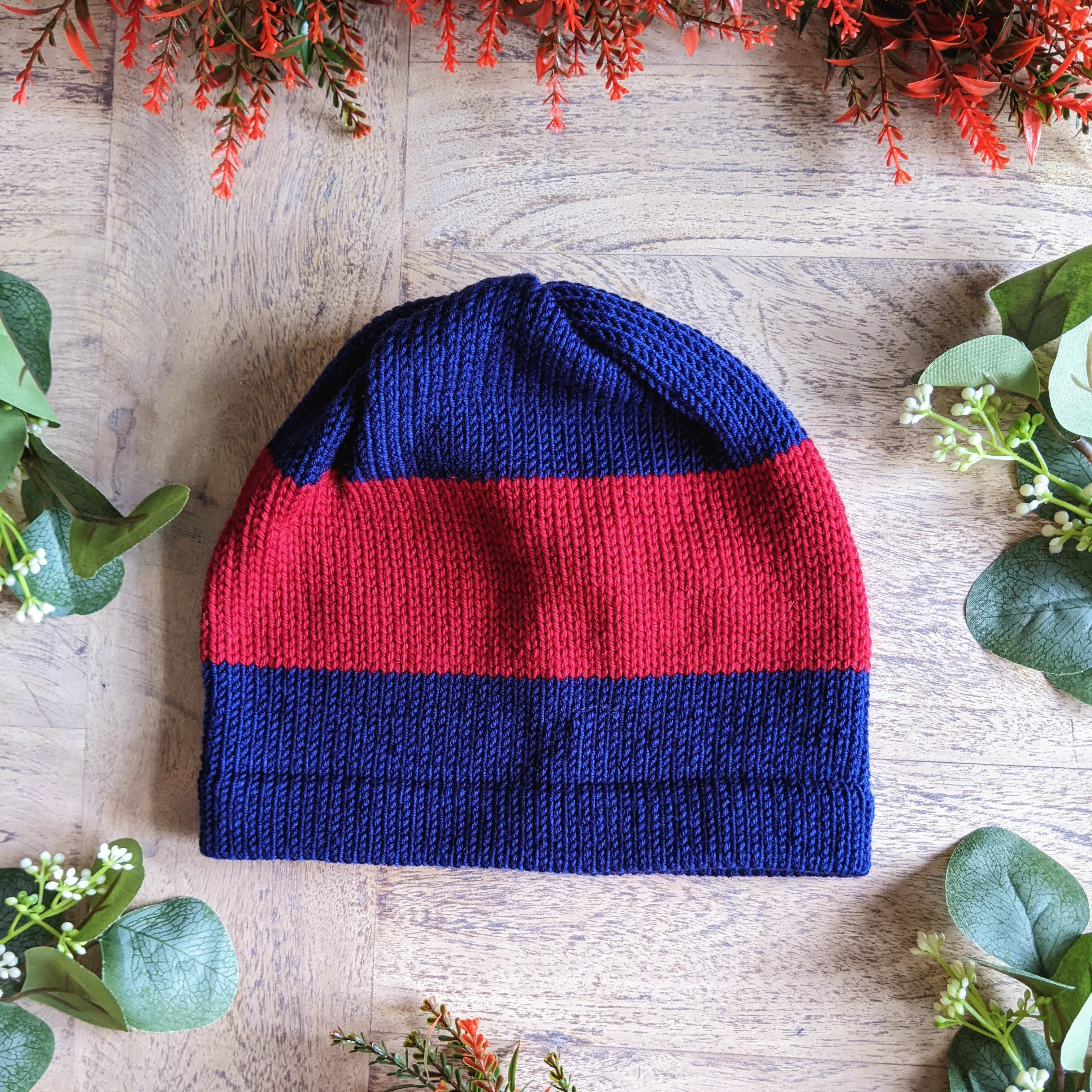 Customisable Adult Bold Stripe Merino Beanie hat - pick your colours