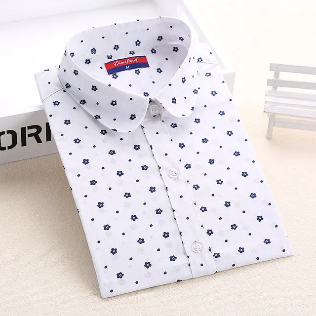 Dioufond Women Blouse Shirt Star Print Long Sleeve Blouse Vintage Cotton Fox Shirt Casual Plus Size Women Shirt Ladies Tops New