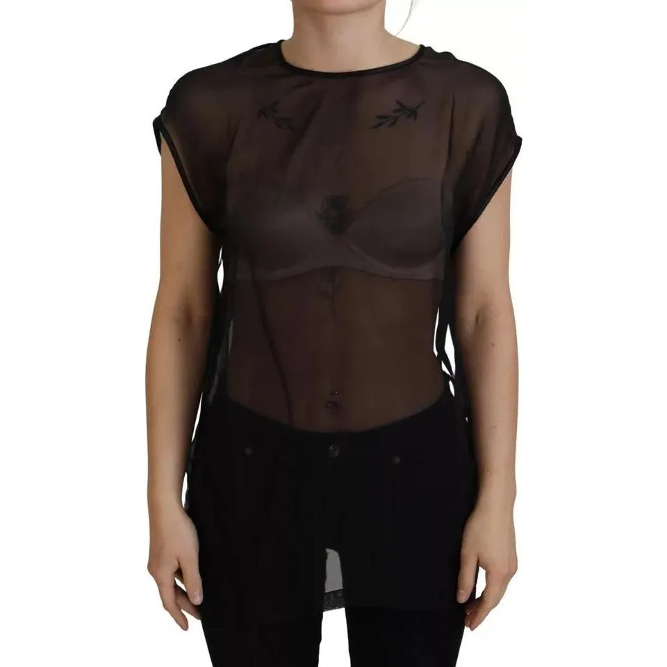 Dolce & Gabbana Black Mesh Transparent Blouse Pullover Top