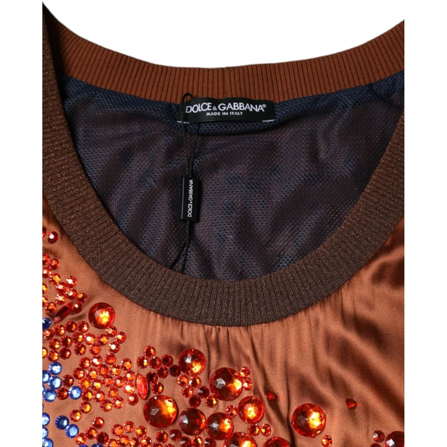 Dolce & Gabbana Brown Crystal Embellished Sleeveless Tank Top