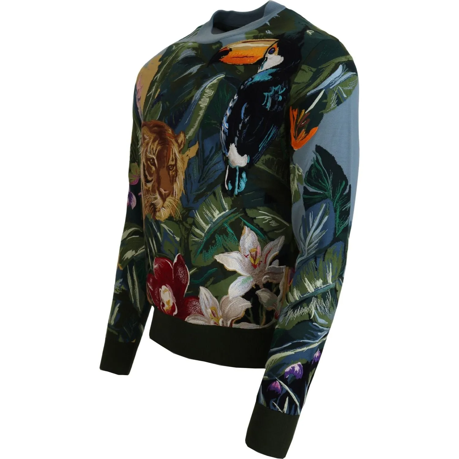 Dolce & Gabbana Jungle Embroidered Wool-Silk Sweater