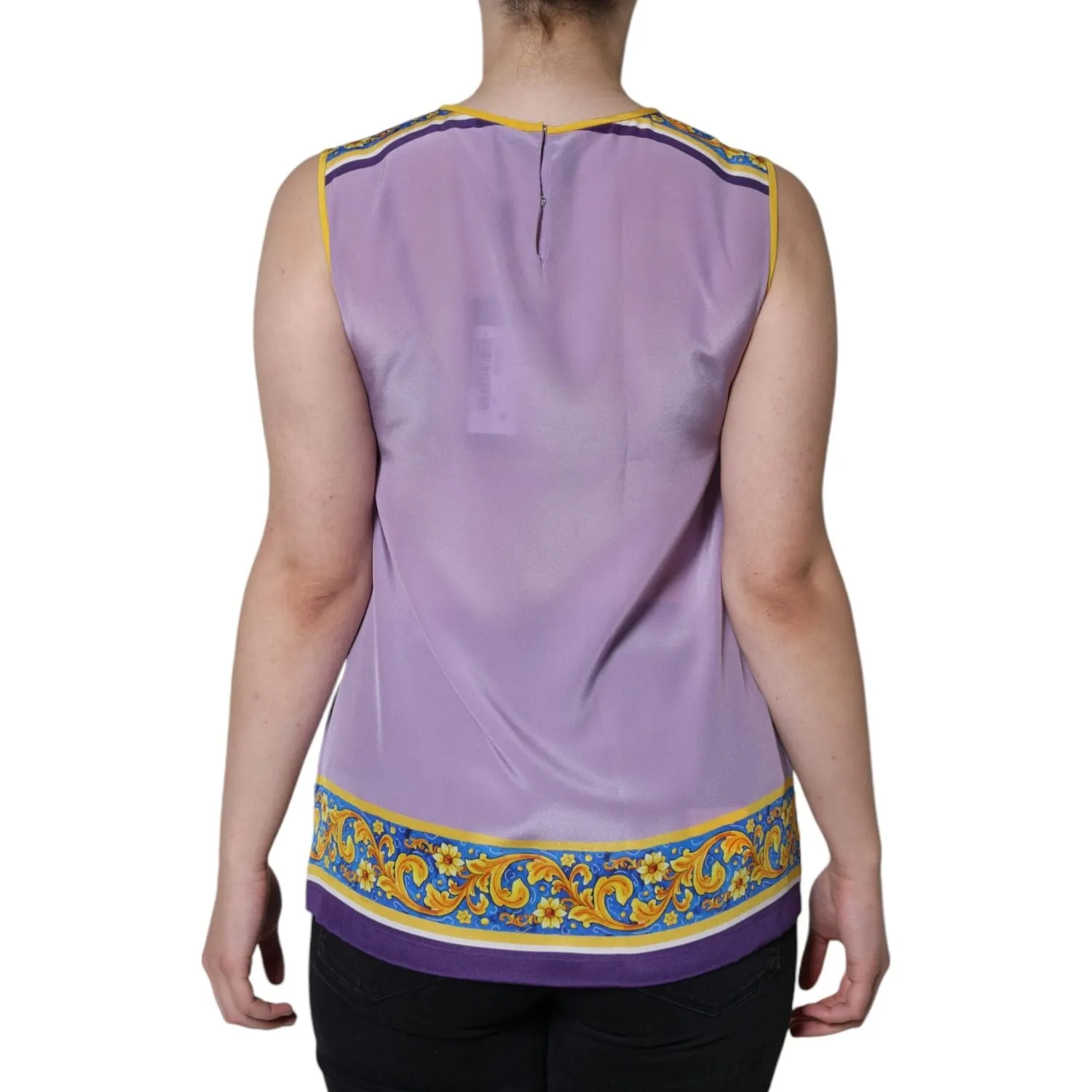 Dolce & Gabbana Purple Silk Caponata Siciliana Print Tank Top