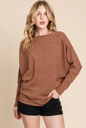 Drop Shoulder Long Sleeve Knit Top