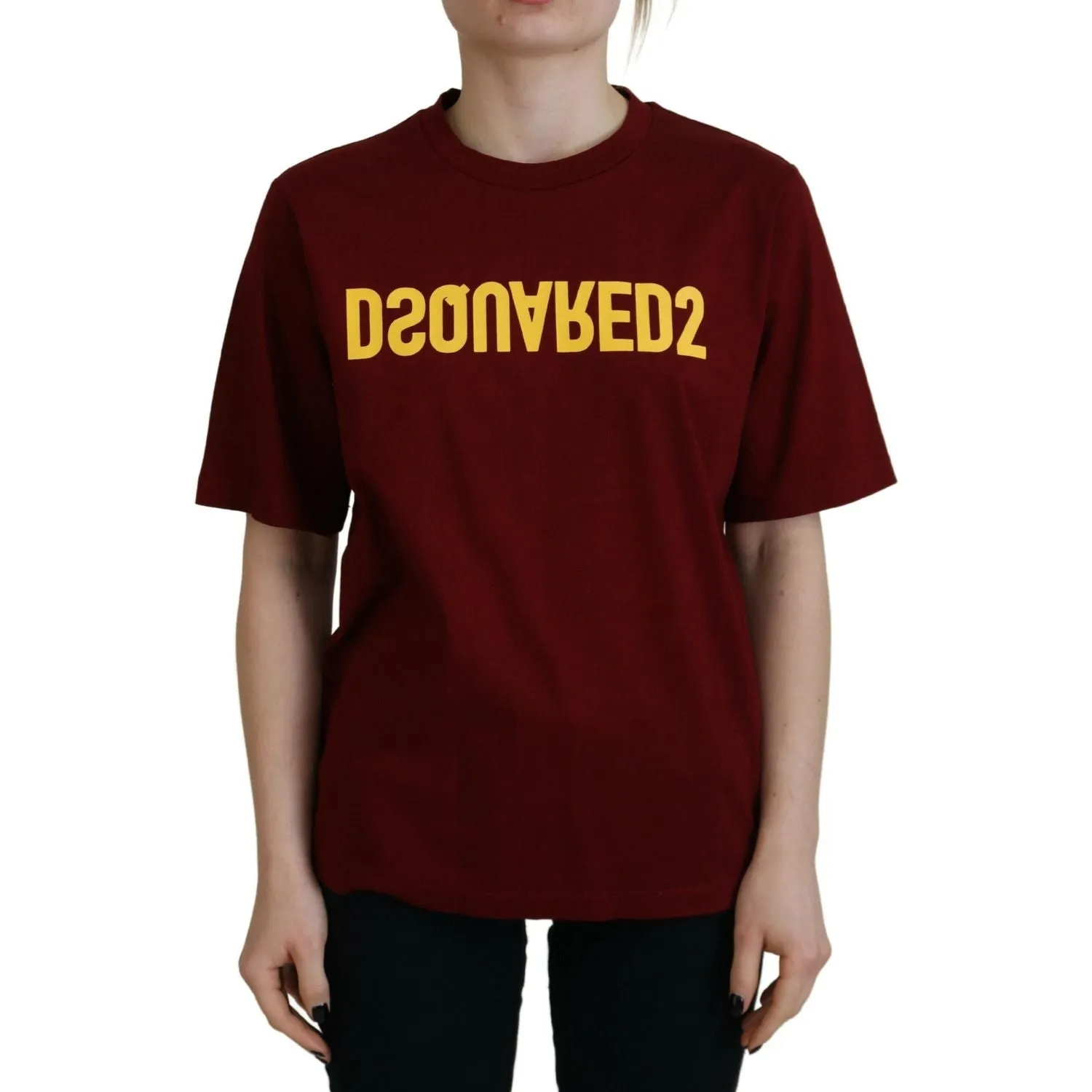 Dsquared² Maroon Logo Cotton Crewneck Short Sleeve Tee T-shirt