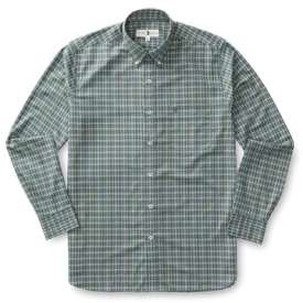 Duck Head Men's Ashwell Long Sleeve Performace Buttondown Plaid Shirt / Stormy Blue