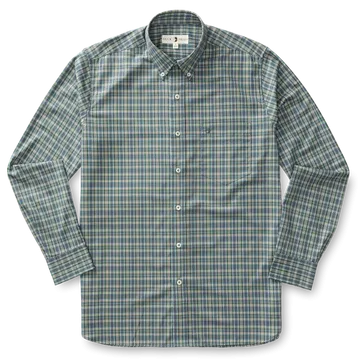 Duck Head Men's Ashwell Long Sleeve Performace Buttondown Plaid Shirt / Stormy Blue