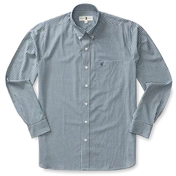 Duck Head Men's Walton Long Sleeve Performace Buttondown Gingham Shirt / Vintage Blue