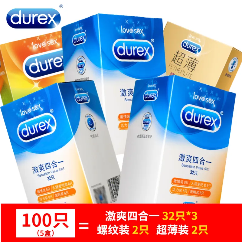 Durex 32Pcs/Pack Sensation Value 4in1 Ultra Thin Sexy Lubricated Condoms Sex Toys Condom for men Vanilla Flavor