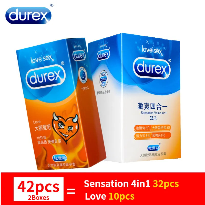 Durex 32Pcs/Pack Sensation Value 4in1 Ultra Thin Sexy Lubricated Condoms Sex Toys Condom for men Vanilla Flavor