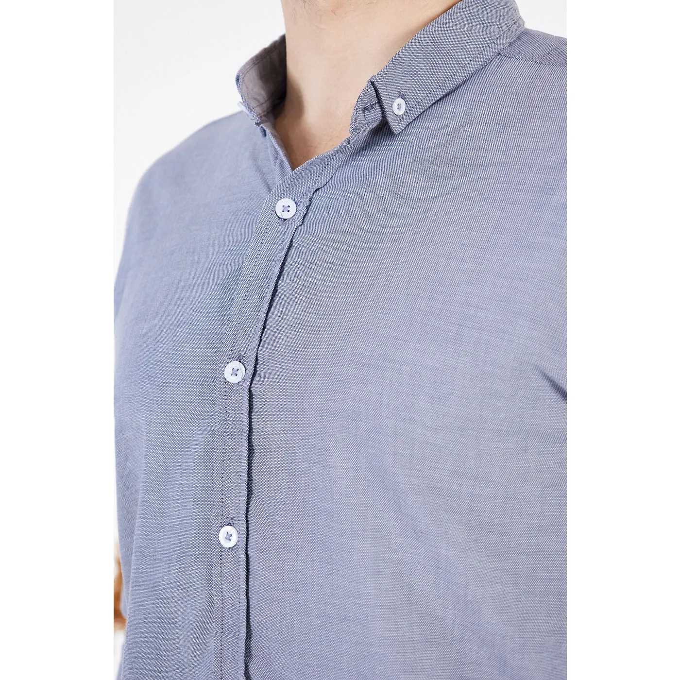 Grey Textured Button Down Shirt