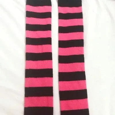 Harajuku Outfits Stylish Striped Thigh High Socks for Halloween