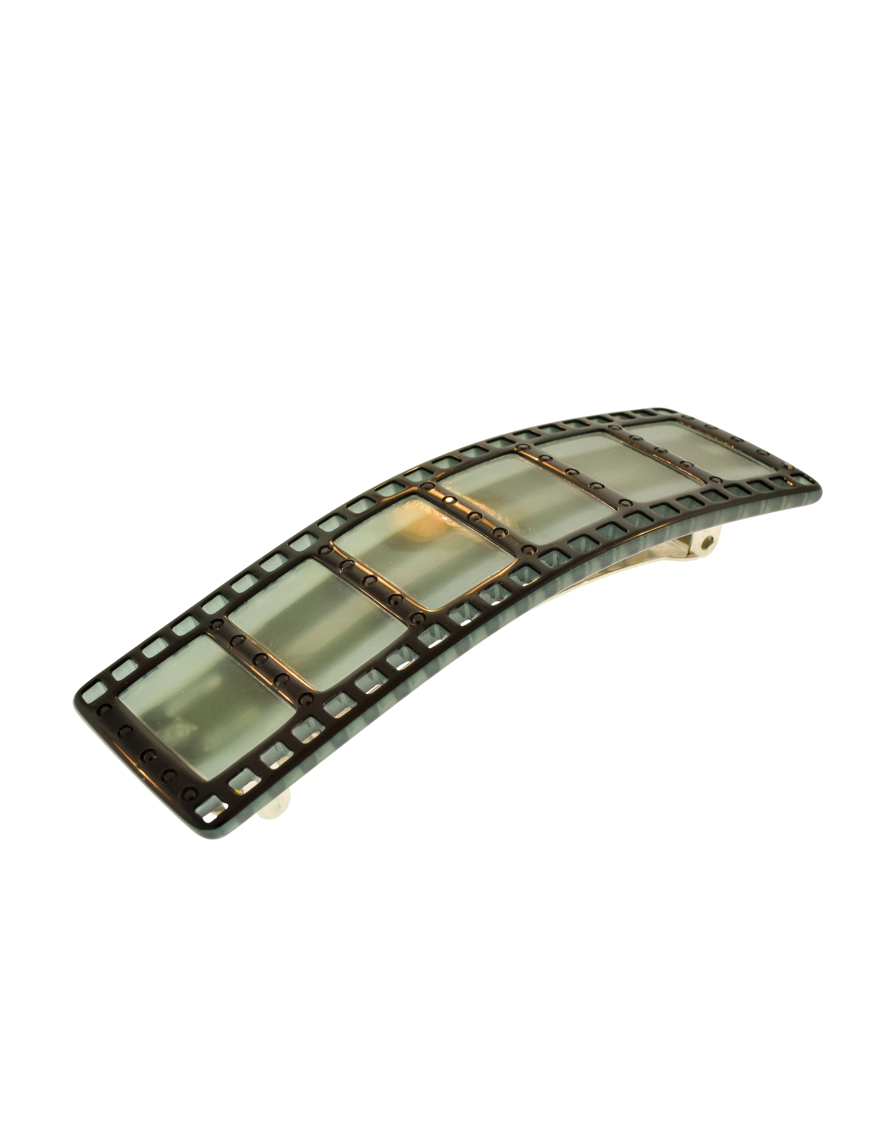 Jean Paul Gaultier Vintage Black Grey Cinema Film Strip Hair Clip Barrette