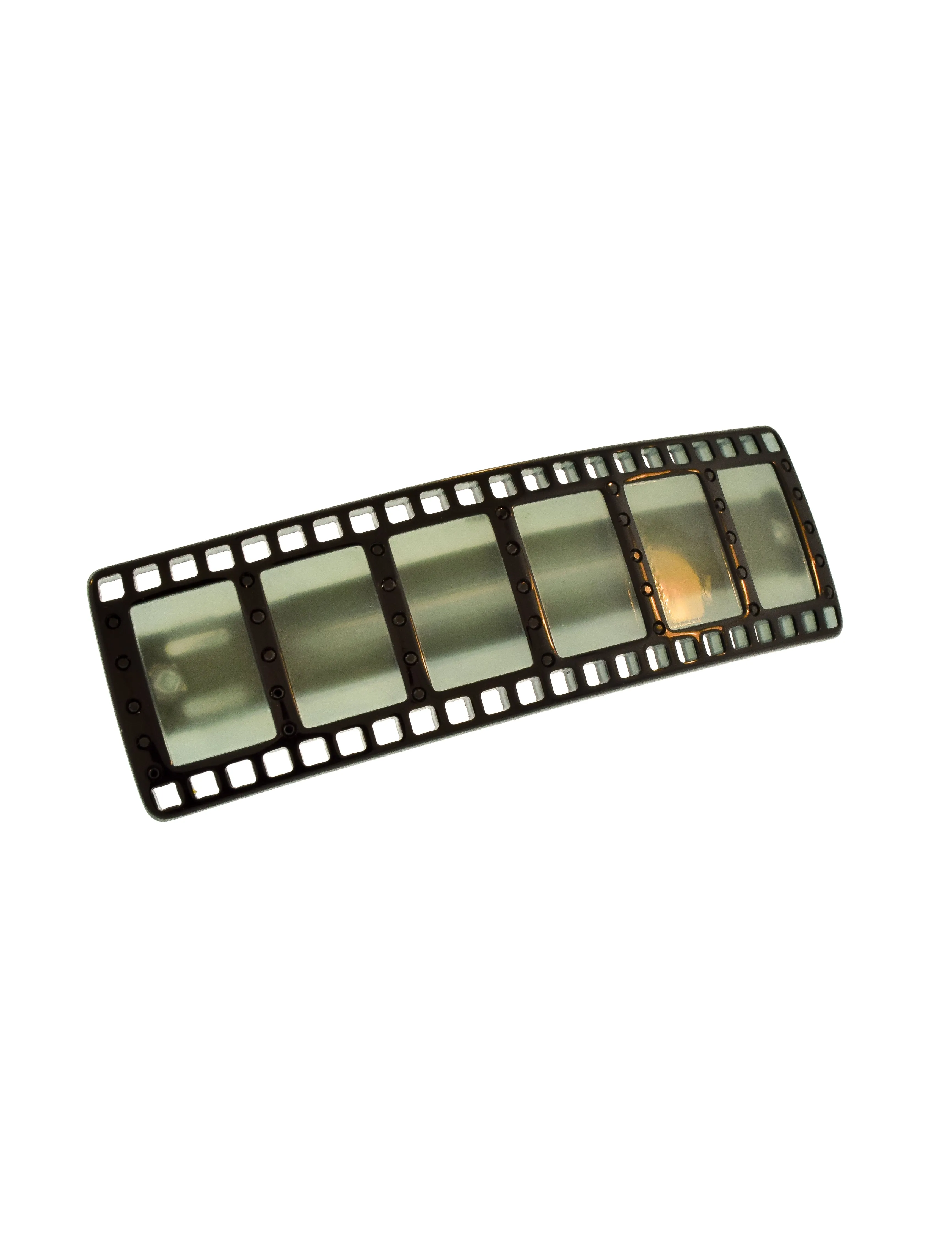 Jean Paul Gaultier Vintage Black Grey Cinema Film Strip Hair Clip Barrette