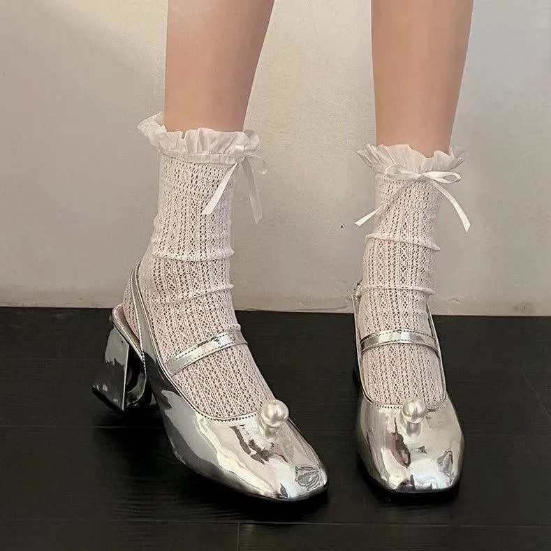 Lace Ankle Socks with Ribbon | Sweet Jirai Kei Outfits