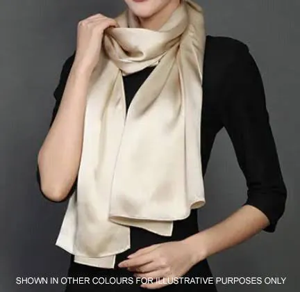 LONG PLAIN SILVER SATIN SCARF SHAWL WRAP