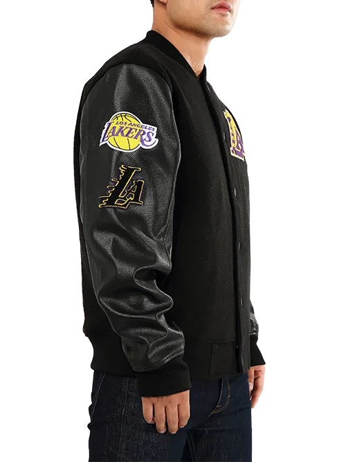 Los Angeles Lakers Logo Wool Leather Varsity Jacket