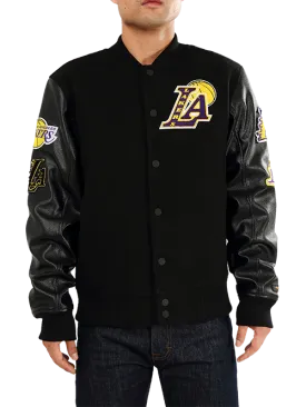 Los Angeles Lakers Logo Wool Leather Varsity Jacket