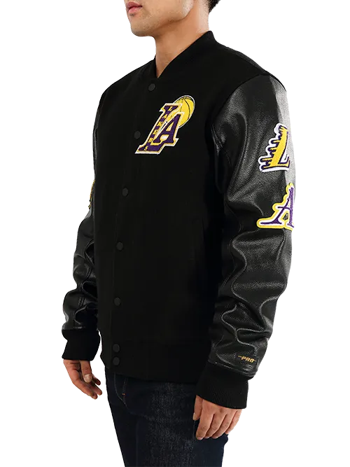 Los Angeles Lakers Logo Wool Leather Varsity Jacket