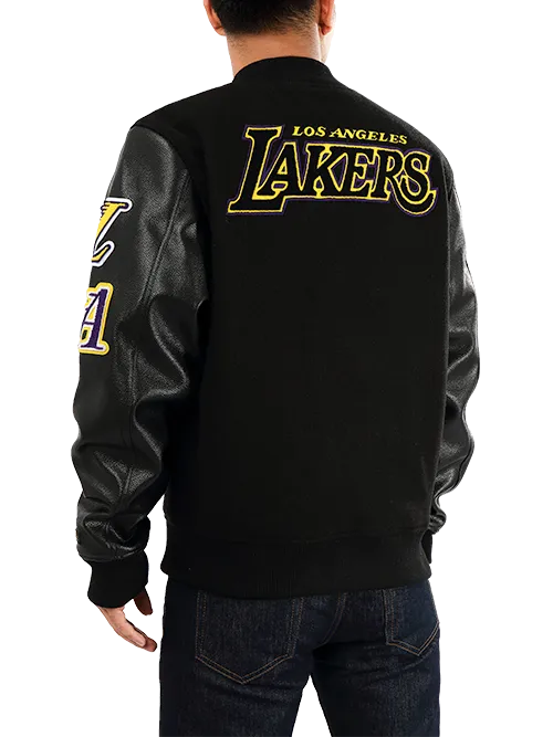 Los Angeles Lakers Logo Wool Leather Varsity Jacket