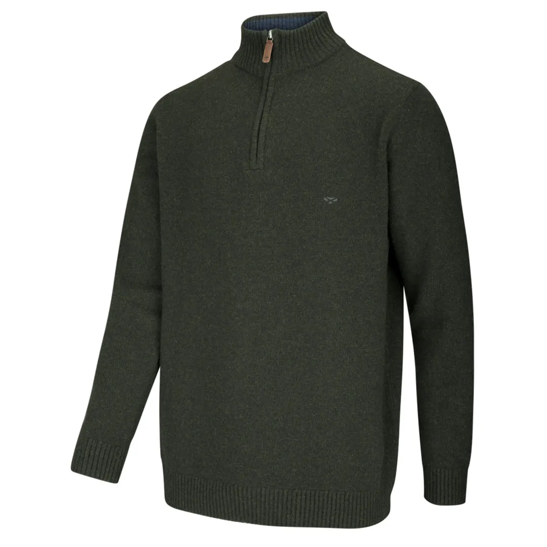 Hoggs Of Fife Lothian 1/4 Zip Neck Pullover in Loden Green - Stylish & Versatile Layering Piece