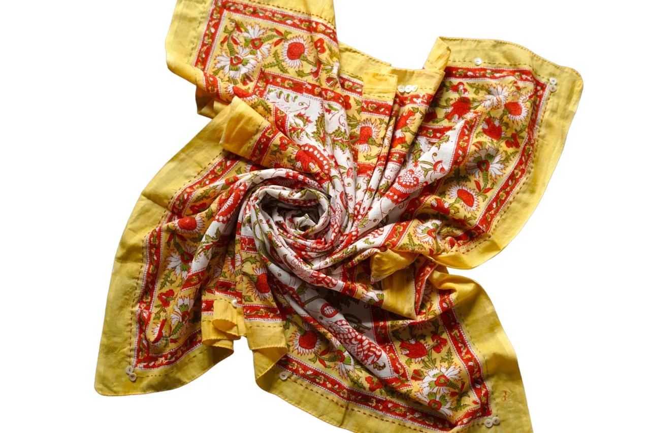 Lush Cotton Block Print Scarf