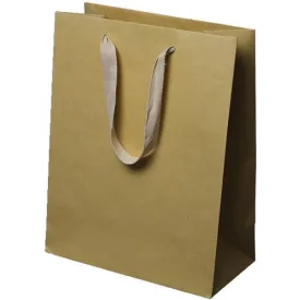 Durable Natural Kraft Shopping Bags with Twill Handles - 10.0 x 5.0 x 13.0 inches