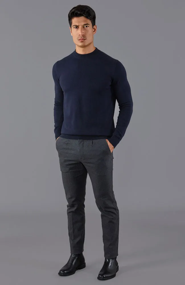 Mens Lightweight Cotton Narrow Mock Turtleneck Jumper