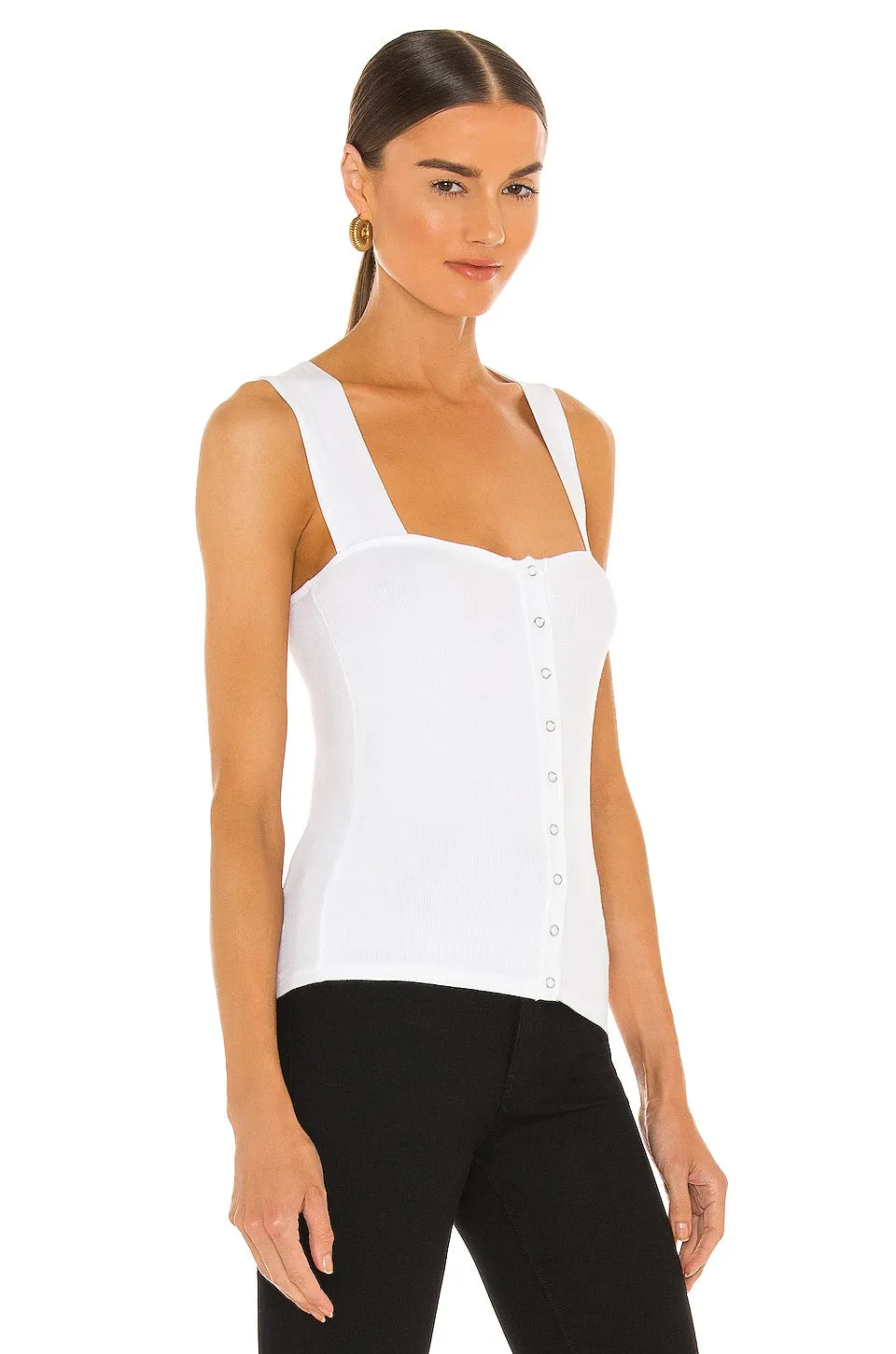 Michael Lauren Bosco Snap Front Tank Top, white